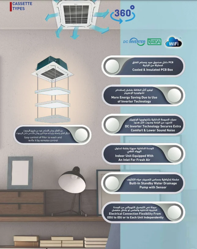 نوع الكاسيت - (عاكس) - مضخة حرارية GUD18T1_B-S(S) 2